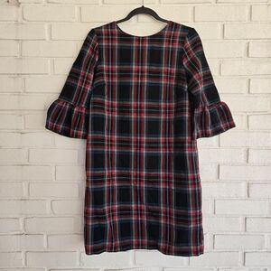 Vineyard Vines black and red Jolly plaid Mini Dress Jet black Flutter Sleeves